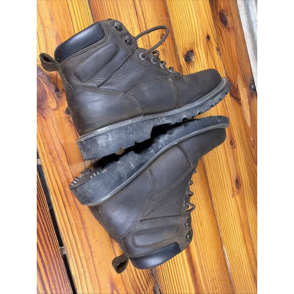 Wolverine Waterproof Brown Leather Lace Up Men's Soft Toe Work Boots Sz 9EW